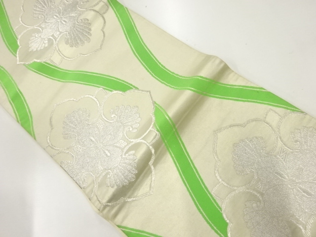 アンティーク　花立涌模様織出し袋帯（材料）